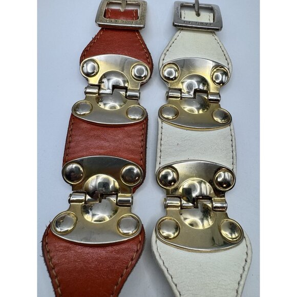 Signed CC Skye Belt Buckle Cuff Bracelet Two Tone And Gold Tone Metal Nice Heavy - Picture 9 of 11